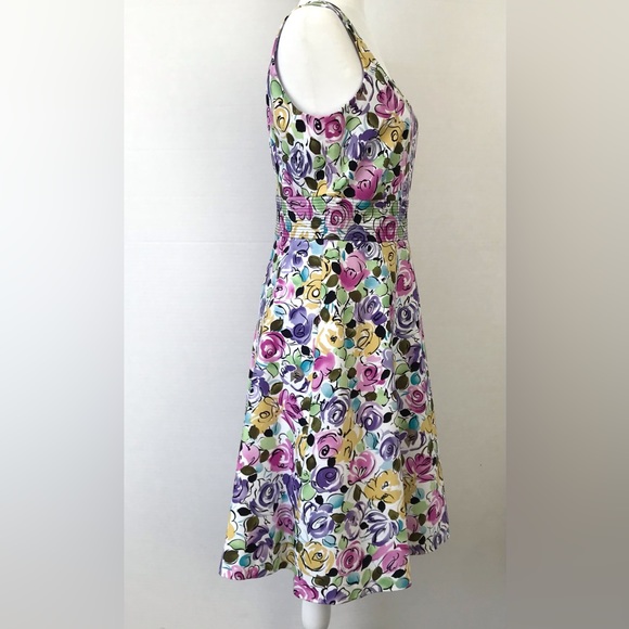 Donna Ricco Multi Color Abstract Floral Flowers Sleeveless Dress - Picture 4 of 10